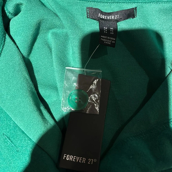 Forever 21 Green Short Length Trench Style Fleece Jacket Sz XL - Picture 6 of 17